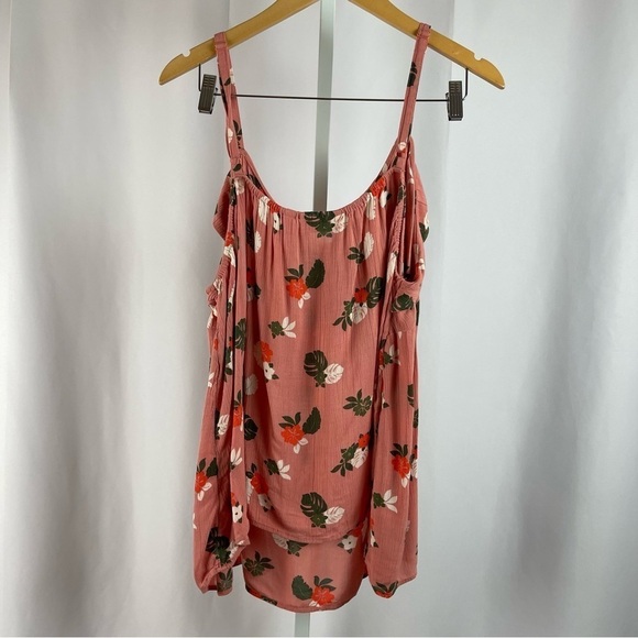 Evri 3X Floral Bow Ruffle Boho Cottagecore Flowy Tank Top Vacation Beachy Leaf - Picture 2 of 8